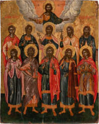 A SIGNED AND DATED ICON SHOWING THE TEN HOLY MARTYRS OF CRETE
