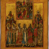 A FINE ICON SHOWING THE ANASTASIS AND 13 SELECTED SAINTS - Foto 1