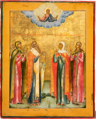 A FINE ICON SHOWING STS. MARY MAGDALENE, ANTIPAS, ANNA THE PROPHETESS AND BARBARA - Foto 1