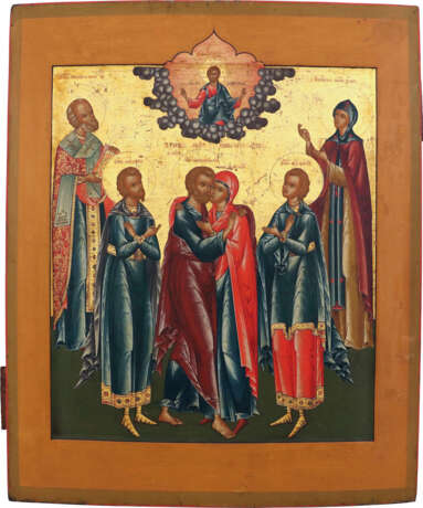 A LARGE ICON SHOWING SIX SELECTED SAINTS, ST. JOACHIM AND ANNE AMONG THEM - photo 1