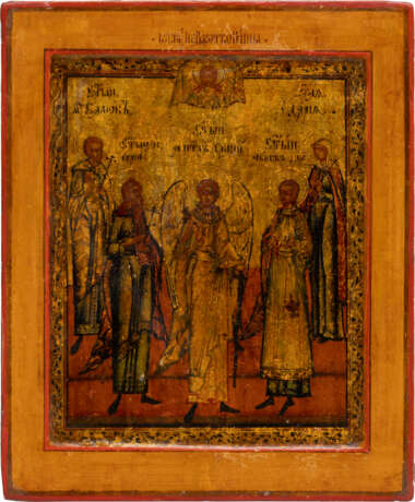 A SMALL ICON SHOWING THE GUARDIAN ANGEL FLANKED BY STS. SAMON, GURIY, AVIV AND DARIA - Foto 1