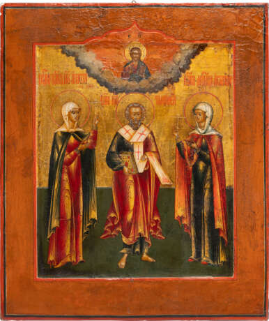 AN ICON SHOWING THREE FAMILY PATRONS - photo 1