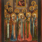 A LARGE ICON SHOWING THE SYNAXIS OF THE SAINTS OF ROSTOV AND THE VLADIMIRSKAYA MOTHER OF GOD - photo 1