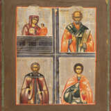 A QUADRI-PARTITE ICON SHOWING AN IMAGE OF THE MOTHER OF GOD AND SELECTED SAINTS - Foto 1