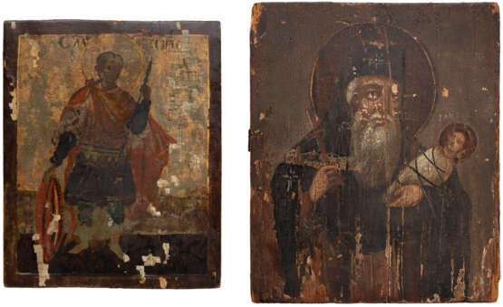TWO ICONS SHOWING ST. GEORGE AND ST. STYLIANOS - photo 1