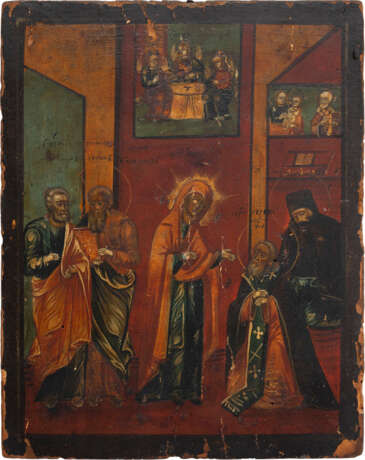 TWO ICONS SHOWING THE APPEARANCE OF THE MOTHER OF GOD TO ST. SERGEY OF RADONEZH AND AN ICON SHOWING SIX SELECTED SAINTS - фото 2