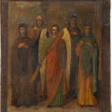 AN ICON SHOWING THE GUARDIAN ANGEL AND FOUR SELECTED SAINTS - photo 1