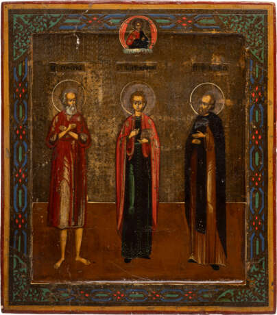 AN ICON SHOWING STS. SYMEON, PANTELEIMON AND NIPHONT - фото 1