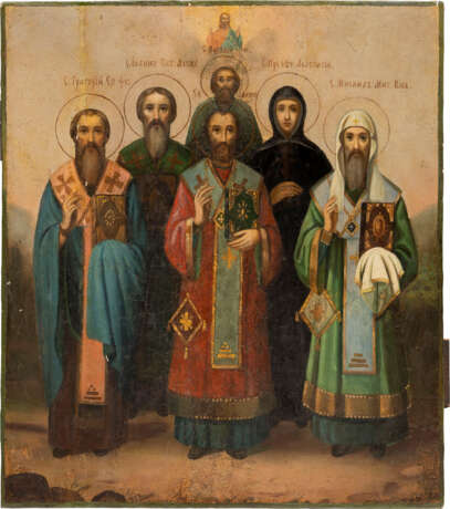 A LARGE ICON SHOWING SIX SELECTED SAINTS - photo 1