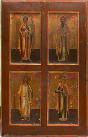 A LARGE ICON SHOWING THE ARCHANGEL GABRIEL, ST. BASIL THE GREAT, STS. LAWRENCE AND VIKTOR - photo 1