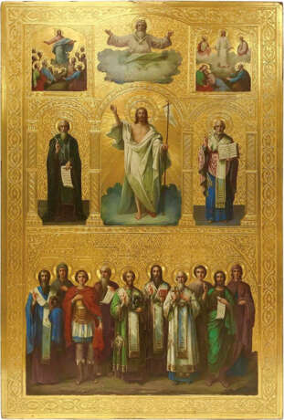 A MONUMENTAL ICON SHOWING THE RESURRECTION OF CHRIST AND SELECTED SAINTS - фото 1