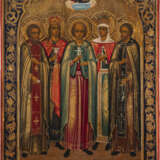 A SMALL ICON SHOWING ST. BONIFACE FLANKED BY FOUR SELECTED SAINTS, STS. BARBARA AND ELENA AMONG THEM - Foto 1