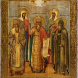 A LARGE DATED ICON SHOWING ST. VLADIMIR AND FOUR SELECTED SAINTS - photo 1
