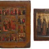 TWO ICONS: A FEAST DAY ICON AND AN ICON SHOWING FOUR SELECTED SAINTS - фото 1