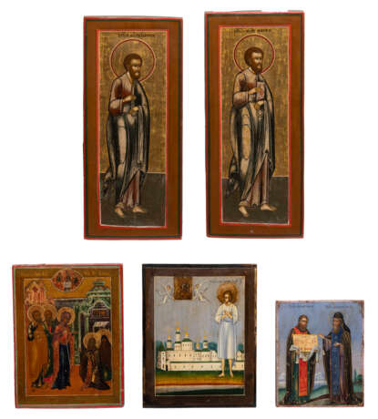 FIVE SMALL ICONS SHOWING SELECTED SAINTS - фото 1