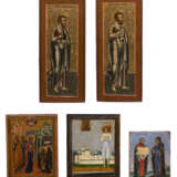 FIVE SMALL ICONS SHOWING SELECTED SAINTS - фото 1