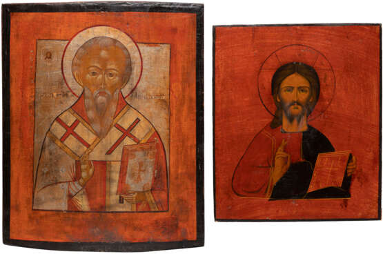 TWO ICONS SHOWING CHRIST PANTOKRATOR AND ST. ATHANASIUS - Foto 1