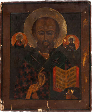 THREE ICONS SHOWING CHRIST PANTOKRATOR, THE MOTHER OF GOD OF THE SIGN AND ST. NICHOLAS OF MYRA - Foto 4