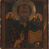 THREE ICONS SHOWING CHRIST PANTOKRATOR, THE MOTHER OF GOD OF THE SIGN AND ST. NICHOLAS OF MYRA - Foto 4