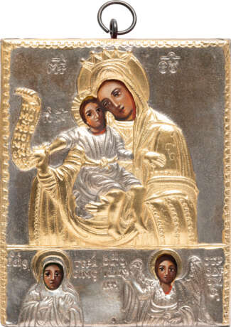 FOUR ICONS SHOWING IMAGES OF THE MOTHER OF GOD AND ST. NICHOLAS OF MYRA WITH OKLAD - фото 3