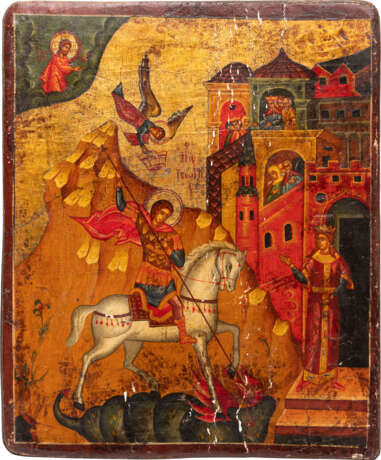 TWO ICONS SHOWING ST. DIMITRY WITH OKLAD AND ST. GEORGE KILLING THE DRAGON - фото 2