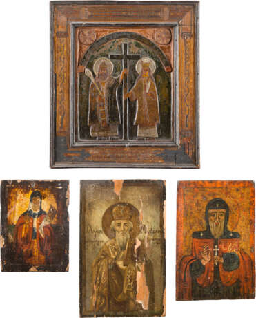 A COLLECTION OF FOUR ICONS SHOWING SELECTED SAINTS - photo 1
