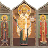 A LARGE TRIPTYCH AND A LARGE ICON SHOWING ST. NICHOLAS OF MOZHAISK AND STS. BORIS AND GLEB - фото 3