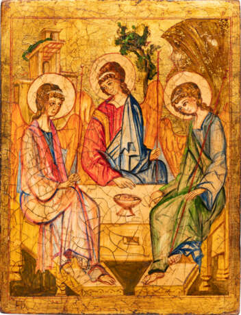 THREE ICONS SHOWING CHRIST PANTOKRATOR, THE OLD TESTAMENT TRINITY AND THE MOTHER OF GOD - фото 4