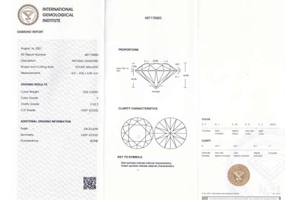 Zusammen passendes Paar lose Brillanten von 0,25 + 0,26 ct, - фото 5