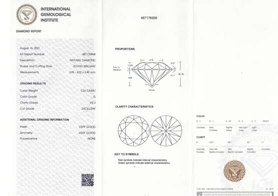 Loser Brillant von 0,23 ct, - photo 2