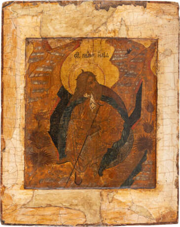 A SMALL ICON SHOWING THE PROPHET ELIJAH IN THE DESERT - photo 1
