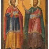 A MONUMENTAL ICON SHOWING STS. COSMAS AND DAMIAN FROM A CHURCH ICONOSTASIS - photo 1