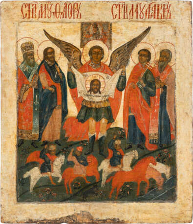 A MONUMENTAL ICON SHOWING STS. FLORUS AND LAURUS FROM A CHURCH ICONOSTASIS - photo 1