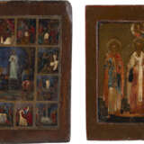TWO ICONS: A FEAST DAY ICON AND AN ICON SHOWING THREE SELECTED SAINTS - Foto 1