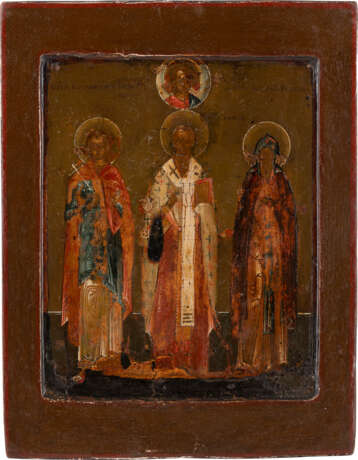 TWO ICONS: A FEAST DAY ICON AND AN ICON SHOWING THREE SELECTED SAINTS - photo 2