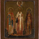 TWO ICONS: A FEAST DAY ICON AND AN ICON SHOWING THREE SELECTED SAINTS - фото 2