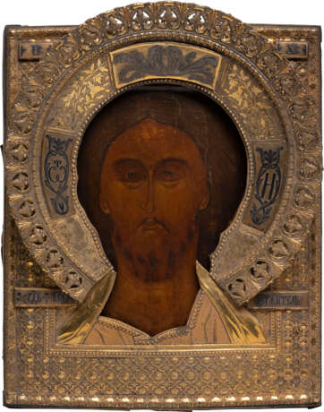 AN IMPORTANT ICON SHOWING THE SAVIOUR WITH THE FEARSOME EYE WITH A SILVER-GILT AND NIELLO RIZA - photo 3