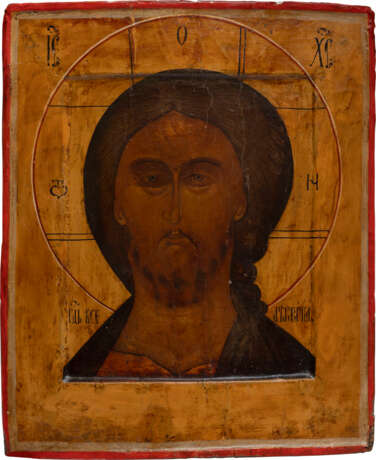 AN IMPORTANT ICON SHOWING THE SAVIOUR WITH THE FEARSOME EYE WITH A SILVER-GILT AND NIELLO RIZA - Foto 4