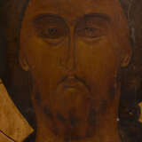 AN IMPORTANT ICON SHOWING THE SAVIOUR WITH THE FEARSOME EYE WITH A SILVER-GILT AND NIELLO RIZA - Foto 7