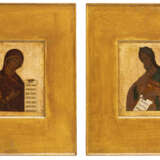 A PAIR OF ICONS FROM A DEISIS SHOWING THE MOTHER OF GOD AND ST. JOHN THE FORERUNNER - Foto 1