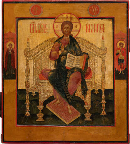 A FINE ICON SHOWING THE ENTHRONED CHRIST - photo 1