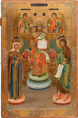 A MONUMENTAL ICON SHOWING THE EXTENDED DEISIS WITH CHRIST AS 'KING OF THE KINGS' - photo 1