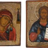 TWO ICONS SHOWING CHRIST PANTOKRATOR AND THE MOTHER OF GOD OF KAZAN - photo 1