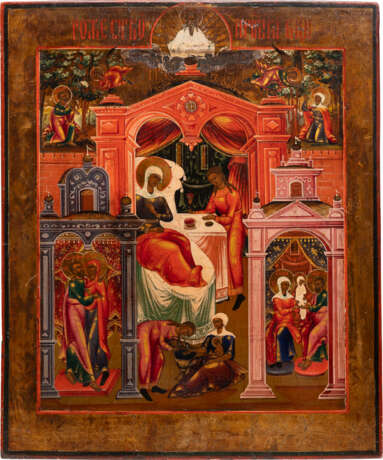 A VERY LARGE ICON SHOWING THE NATIVITY OF THE MOTHER OF GOD - фото 1