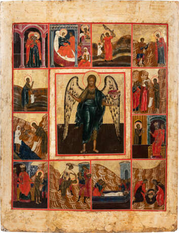 A MONUMENTAL VITA ICON OF ST. JOHN THE FORERUNNER WITH TWELVE SCENES FROM HIS LIFE FROM A CHURCH ICONOSTASIS - Foto 1