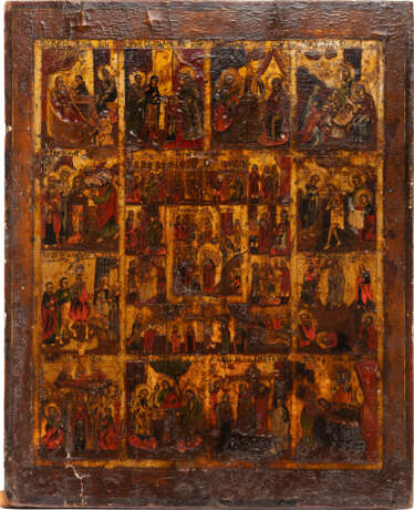 A LARGE ICON OF THE ANASTASIS WITH THE PASSION CYCLE AND THE MAIN ECCLECIASTICAL FEASTS - Foto 1