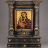 A FINE ICON SHOWING THE MADRE DELLA CONSOLAZIONE IN INTS ORIGINAL CARVED WOODEN AND GILDED FRAME - фото 1