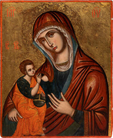 A LARGE ICON SHOWING THE BREAST-FEEDING MOTHER OF GOD (GALAKTOTROPHOUSA) - Foto 1