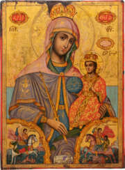A VERY FINE SIGNED AND DATED MELKITE ICON SHOWING THE MOTHER OF GOD AND CHRIST