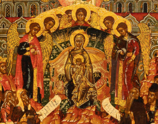 A VERY FINE AND RARE ICON SHOWING 'IN THEE REJOICETH' (HYMN TO HOLY VIRGIN) FROM THE WINTER PALACE COLLECTION (?) - фото 2